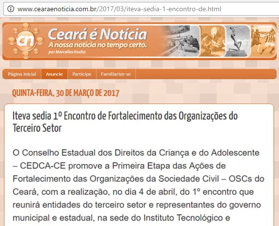 1º Encontro das Ações de Fortalecimento das Organizações da Sociedade Civil - OSCs do Ceará é assunto do Ceará é Notícia