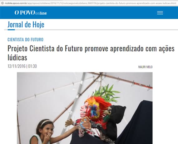 Projeto Cientista do Futuro é matéria do Jornal O Povo