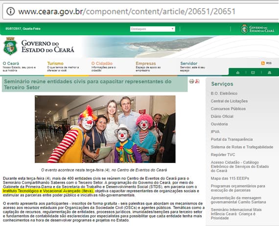 Seminário Compartilhando Saberes com o Terceiro Setor saiu no site Governo do Estado do Ceará